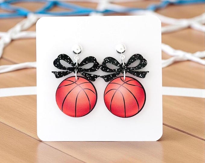 Basketball Earrings | Coquette Basketball Fan Earrings | Basketball Lover Earrings | Basketball Acrylic Earrings