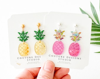 Summer Pineapple Earrings | Glitter Pineapple Earrings | Cute Preppy Pineapple Earrings
