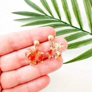 Fall Maple Leaf Earrings | Mini Maple Leaf Glitter Earrings | Fall Maple Leaf Earrings | Fall Glitter Earrings