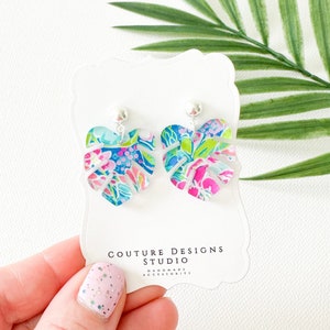 Monstera Leaf Earrings | Tropical Vacation Earrings | Palm Leaf Acrylic Earrings | Preppy Summer Earrings