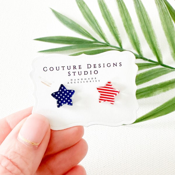 American Flag Star Earrings | Stars and Stripes 4th of July Earrings | Tiny Star Studs | Fourth of July Studs