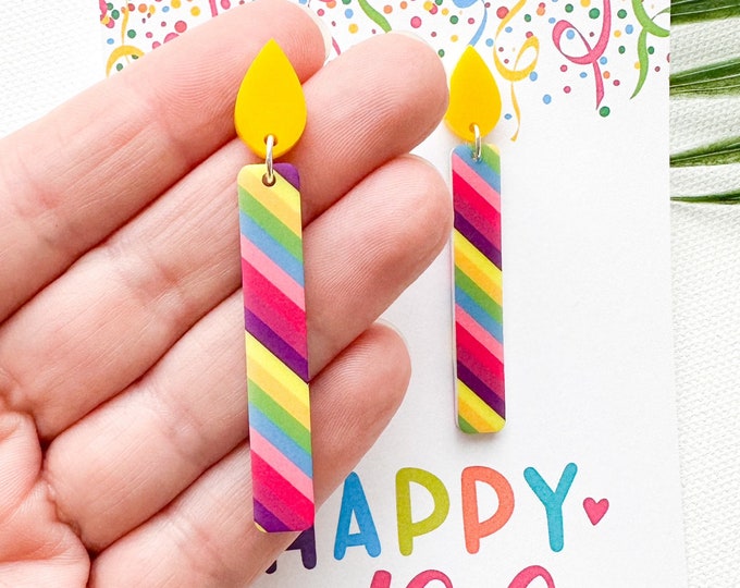 Birthday Candle Earrings Happy Birthday Earrings Birthday Girl Earrings Cute Birthday Gift for