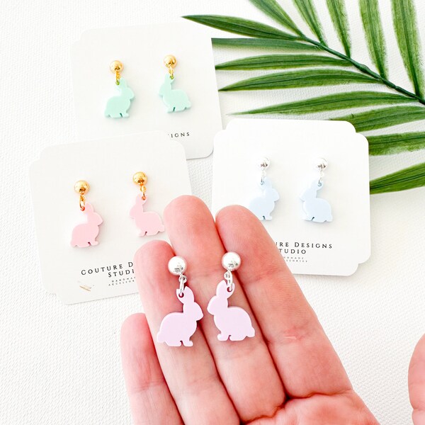 Easter Bunny Earrings | Mini Bunny Easter Earrings | Matte Pastel Bunny Earrings | Easter Earrings