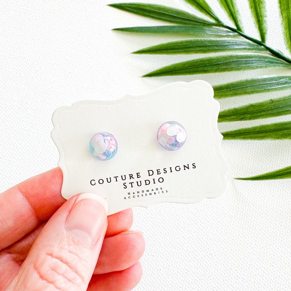 Wisteria Confetti Glitter Studs | Pastel Confetti Glitter Resin Studs | Pastel Confetti Glitter Stud Earrings | Glitter Resin Earrings