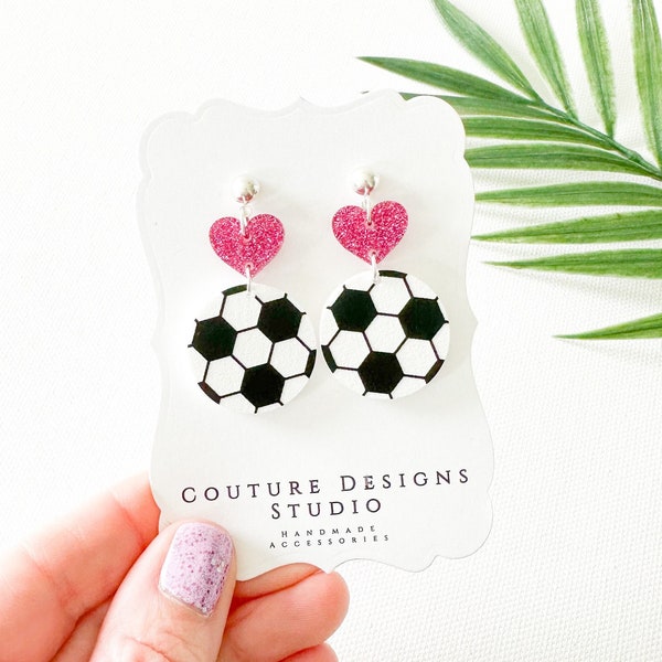 Soccer Ball Earrings | Soccer Mom Earrings | Soccer Lover Earrings | Soccer Fan Earrings | Glitter Soccer Earrings