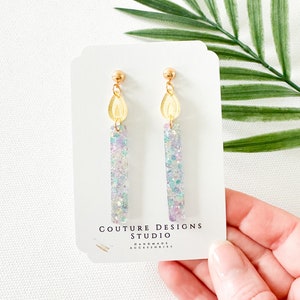 Birthday Candle Earrings | Pastel Glitter Birthday Earrings | Birthday Candle Earrings | Confetti Birthday Earrings