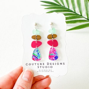 Bright Tropical Abstract  Earrings | Vibrant Summer Earrings | Organic Shaped Tropical Earrings | Abstract Vacation Earrings