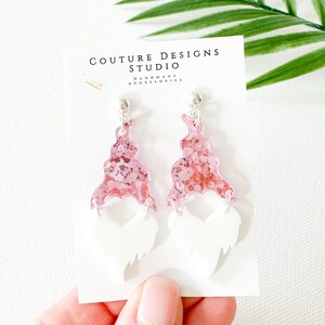 Pink Glitter Gnome Valentine’s Day Earrings | Valentine’s Day Gnome Earrings | Valentine's Day Gnome Heart Earrings