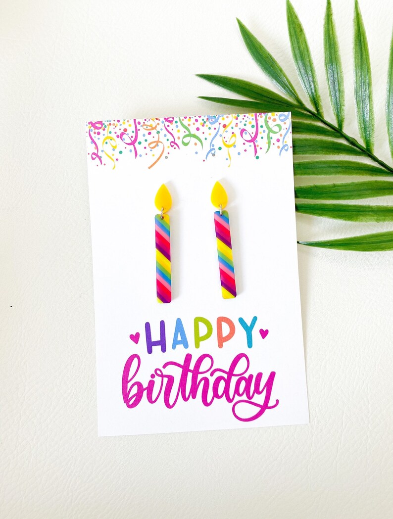Birthday Candle Earrings Happy Birthday Earrings Cute Etsy