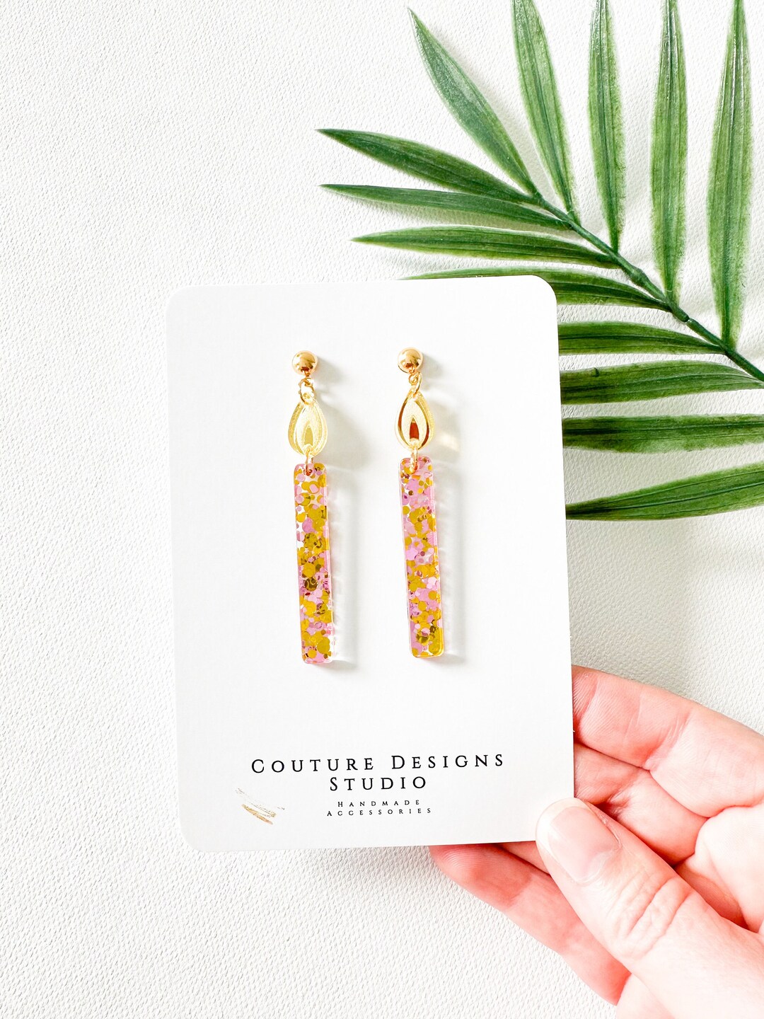 Birthday Candle Earrings Glitter Birthday Earrings Pink and Gold