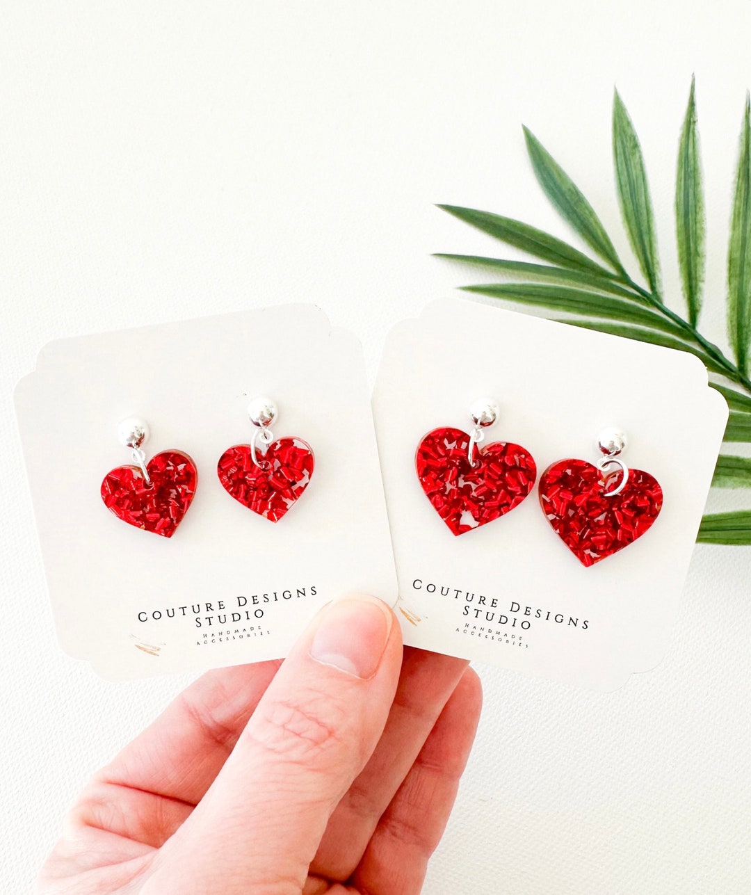 Heart Valentine Earrings Valentine Earrings Confetti Glitter Heart