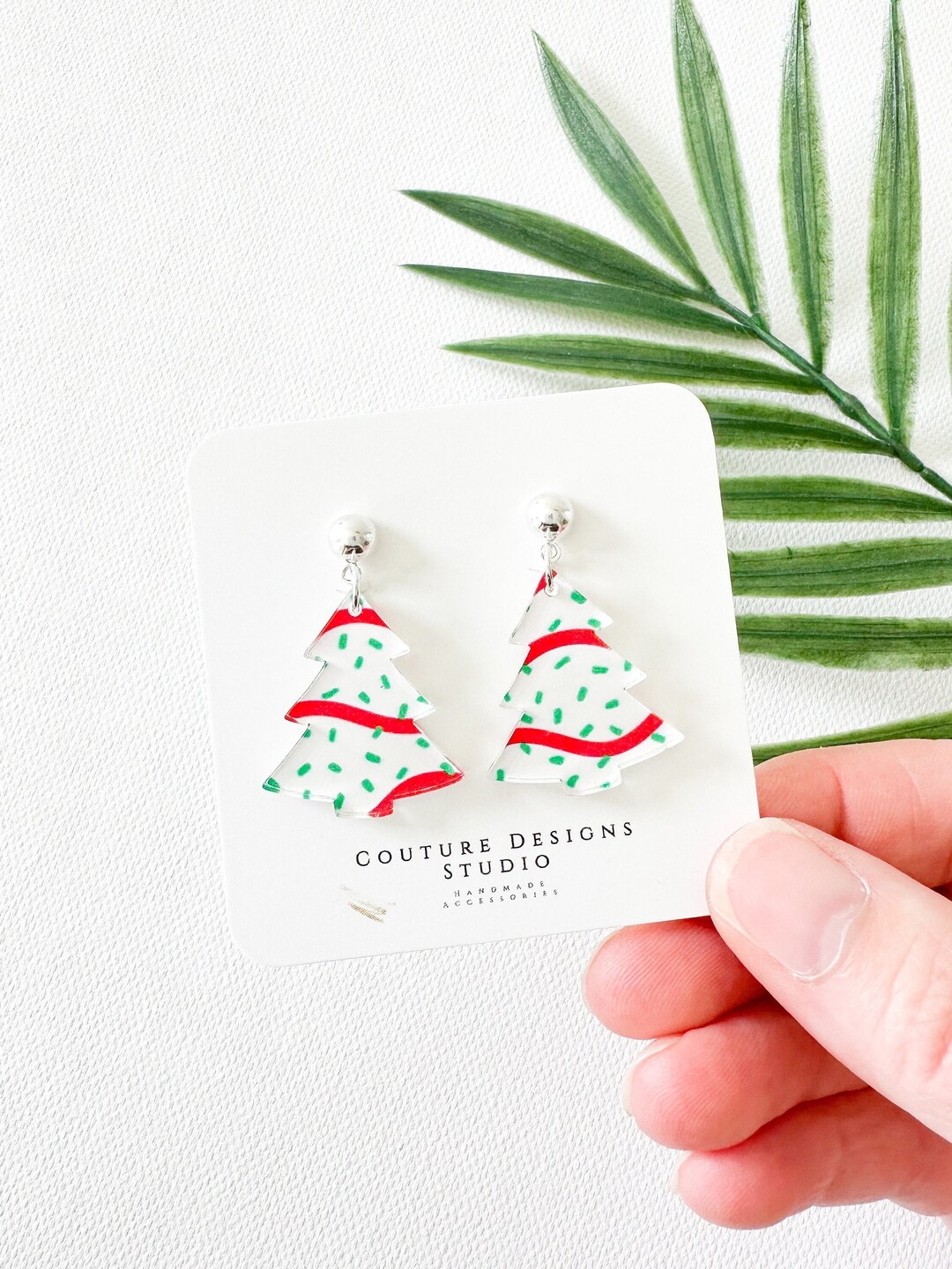 Little Debbie Christmas Tree Cake Earrings Snack Cake Earrings Christmas Tree Earrings Christmas