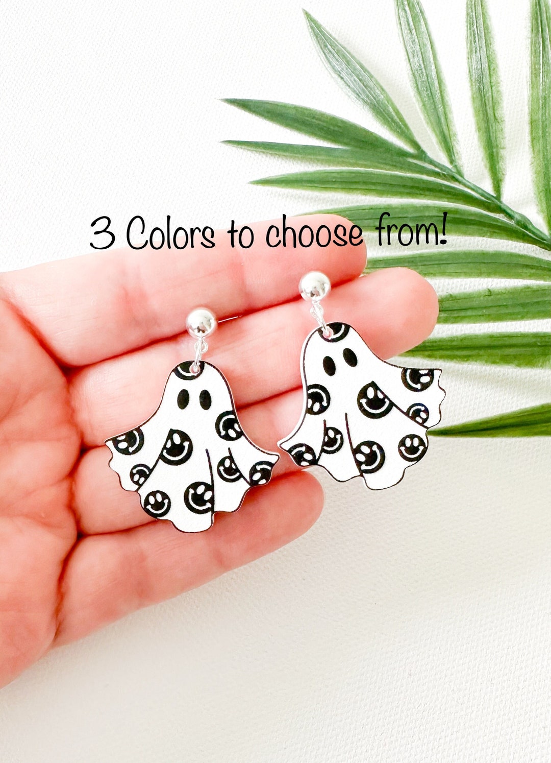 Ghost Smiley Face Earrings | Cute Halloween Earrings | Fun Smiley Ghost ...