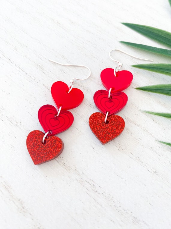 Valentine heart earrings clearance