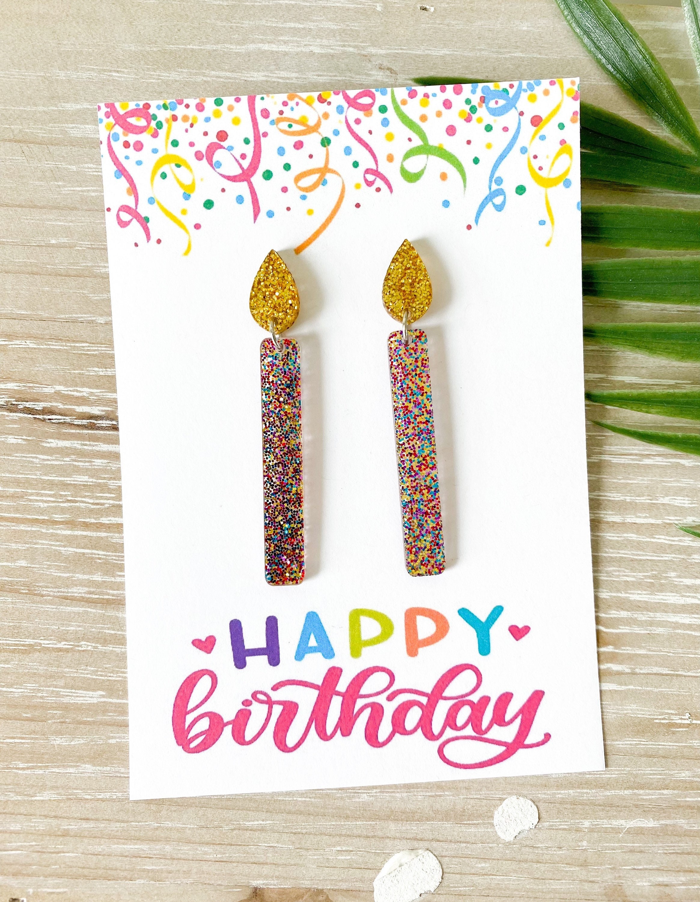 Glitter Birthday Candle Earrings Happy Birthday Earrings Etsy