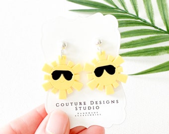 Cool Sun Earrings | Summer Sun Earrings | Beach Day Earrings | Suns Out Acrylic Earrings | Fun Summer Earrings