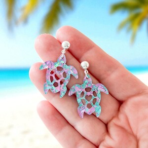 Sea Turtle Earrings | Glitter Turtle Tropical Earrings | Sea Turtle Ocean Earrings | Sea Turtle Beach Earrings 画像 5