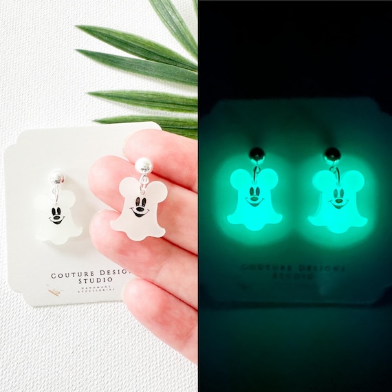 Glow in the Dark Mickey Mouse Ghost Earrings | Mickey Ghost Halloween Earrings | Glow in the Dark Earrings | Mickey Mouse Halloween Earrings