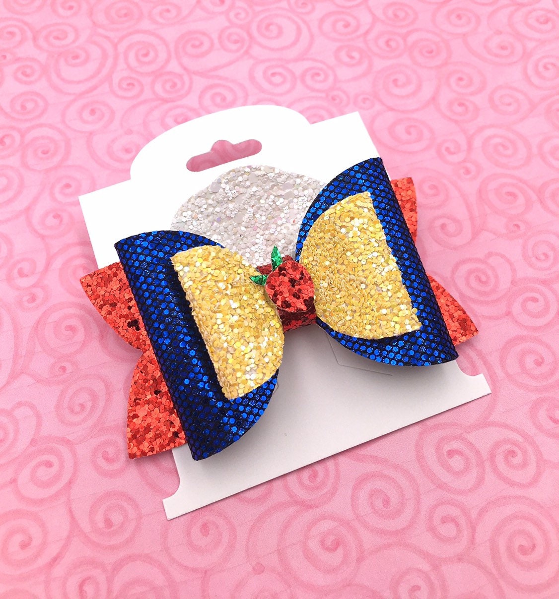 Snow White Glitter Hair Bow Hair Clip Glitter Hair Bow Snow