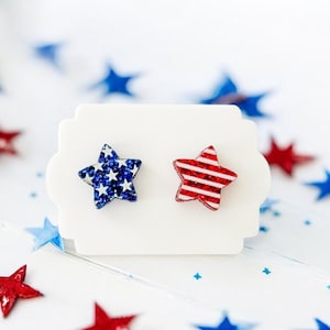 Star Stud Earrings | Patriotic Star Studs | Independence Day Star Stud Earrings | Glitter Star 4th of July Earrings