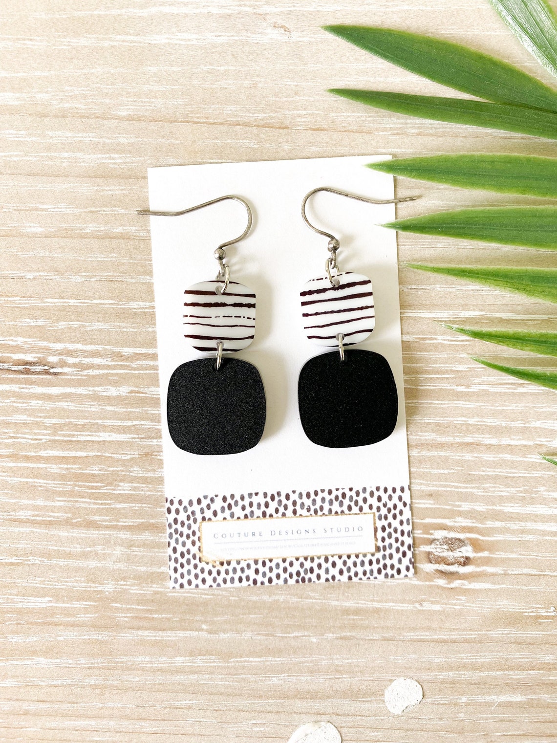 Mini Black and White Earrings Petite Modern Earrings Black - Etsy