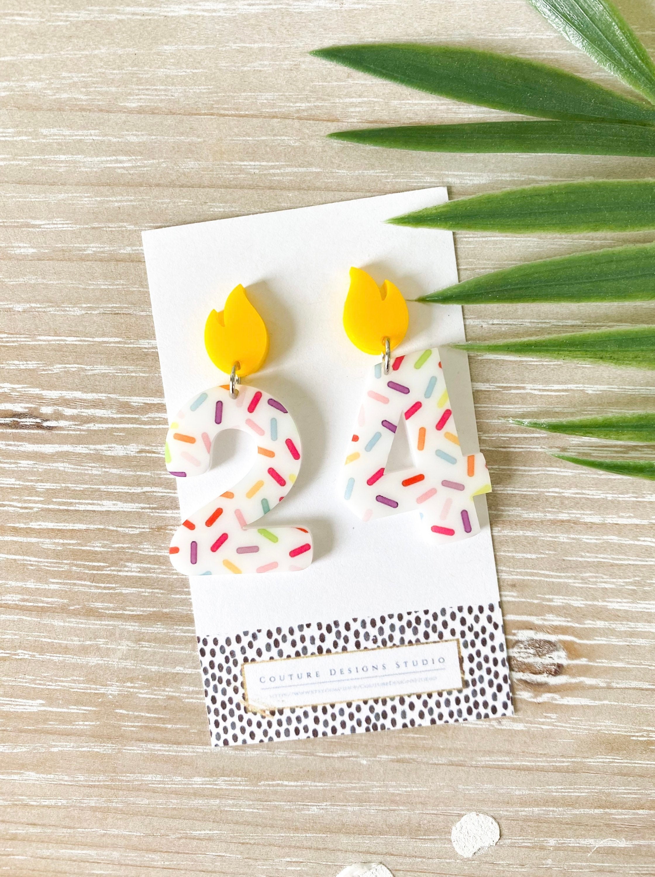 Birthday Candle Number Earrings Birthday Earrings Number Etsy