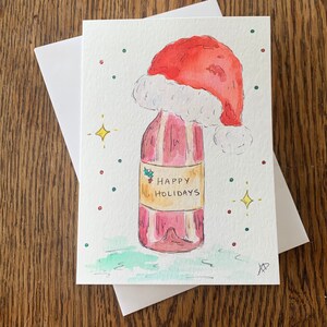 Carte de Noël vin, carte de voeux vin, carte joyeux merlot, carte joyeux Noël fait main