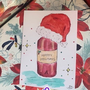 Christmas card wine, holiday card wine, merry merlot card, merry Christmas card handmade