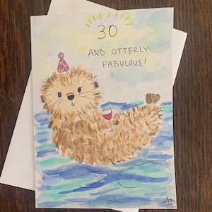 Carte d'anniversaire loutre, 30 et carte fabuleuse loutre, carte d'anniversaire trente loutre mignonne