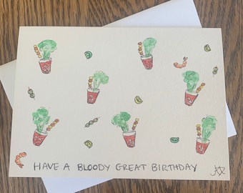 Bloody Mary birthday card, handmade birthday card, funny birthday card Bloody Mary card
