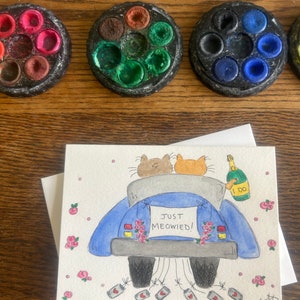 Carte juste miaou pour mariés, carte juste miaou pour mariés, carte de mariage gay chats, carte de mariage chat lgbtqia carte de mariés