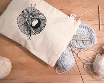 Sac à Tricot - pochette en coton sérigraphie