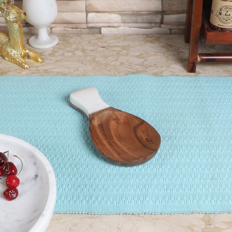 Handmade Marble Wood Spoon Rest Kitchen Decor Tool, Vintage Spoon shops Dish Kitchen Tool