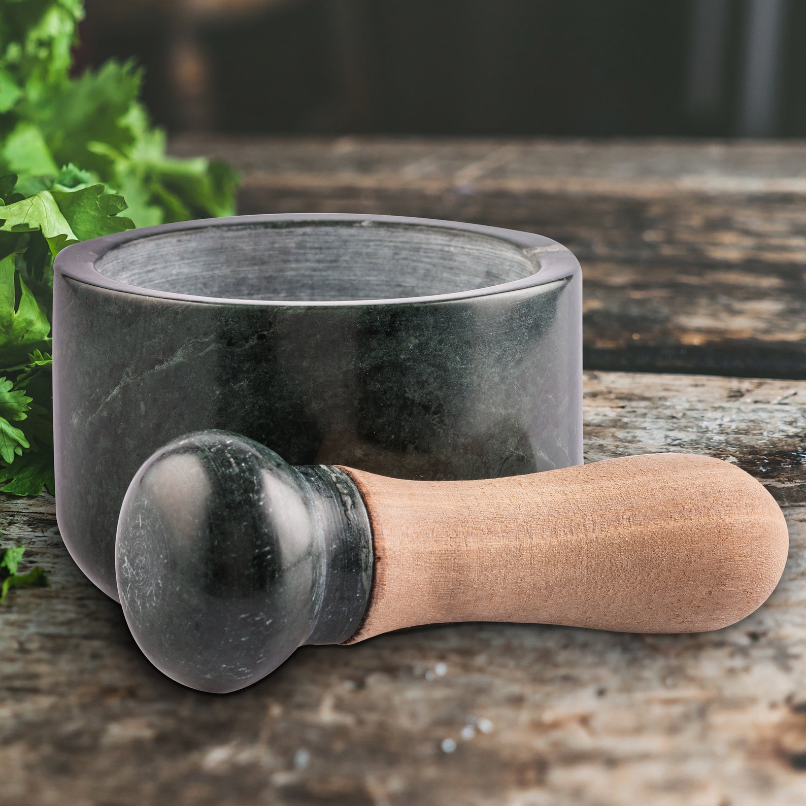 Marble Stone Mortar and Pestle Set Vintage Grinding Herbs Handmade in