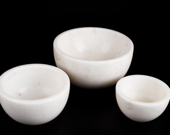 Set of 3  Handmade Natural Marble Stone Bowls ( Small, Medium, Large Size)