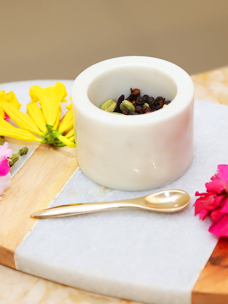 Natural Marble Salt and Pepper Pinch Set Marble Salt Cellar Etsy