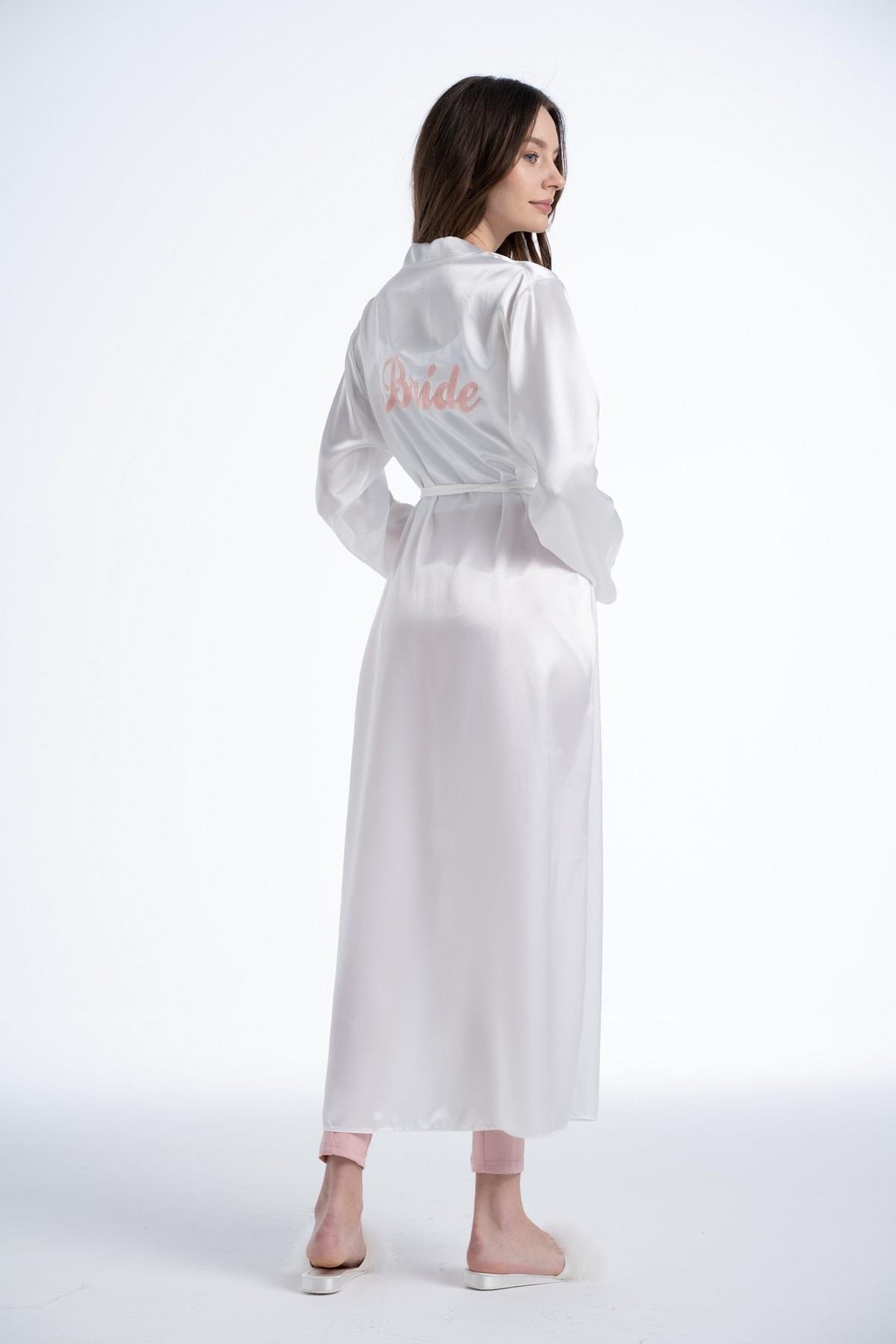 white satin robe for bride