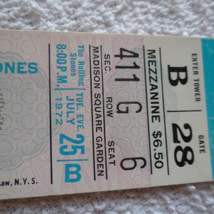 ROLLING STONES Original__1972__KONZERTTICKET STUB__Exile Main Street Tour__EX