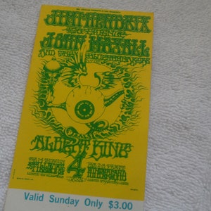 JIMI HENDRIX Original__1968__KONZERTKARTE__Fillmore West__San Francisco__EX+