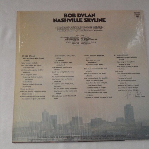 BOB DYLAN shops Original 1967__1st Press__Nashville Skyline LP **Shrink**