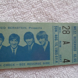 THE BEATLES Original__1965__KONZERTKARTE STUB__Shea Stadium, NYC__EX+