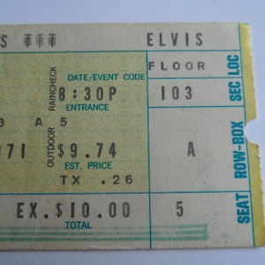 ELVIS Original 1971 KONZERT Ticket STUB__ Cincinnati