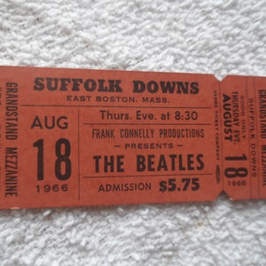 DIE BEATLES Original__1966__UNBENUTZTE KONZERTTICKET__Boston__EX++