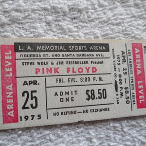 PINK FLOYD 1975 Original____UNBENUTZTE____KONZERTARTIKEL__ Wish You Were Here Tournee__ Los Angeles__ EX