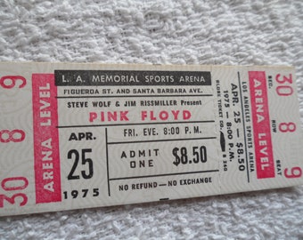 PINK FLOYD 1975 Original__UNUSED__CONCERT TICKET__Wish You Were Here Tour__ Los Angeles__ EX