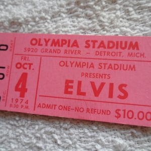ELVIS Original 1974 KONZERTTICKET STUB__Detroit, MI__EX+