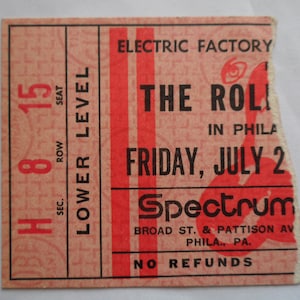 ROLLING STONES Original__1972__KONZERTTICKET STUB__Exile Main Street Tour__Philadelphia
