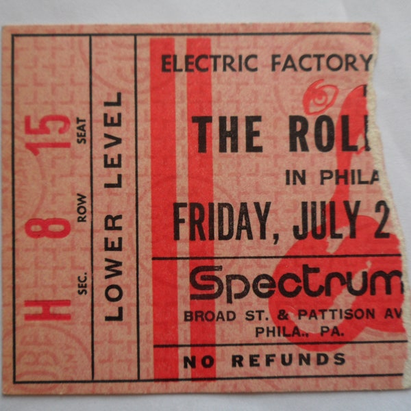 ROLLING STONES Original__1972__CONCERT TICKET STUB__Exile Main Street Tour__Philadelphia