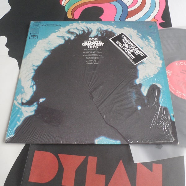 BOB DYLAN Original 1967__1st Press__Greatest Hits lp ***Shrink*** + Milton Glaser POSTER