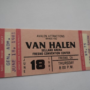 VAN HALEN Original 1981 unbenutzt Konzert Ticket__Fair WarningTour